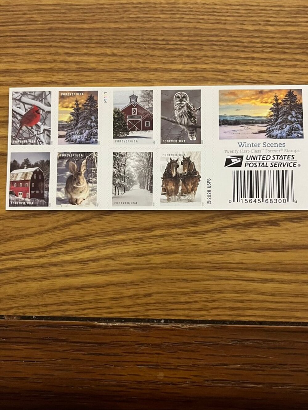 Winter Scenes forever postage stamps-booklet of 20-mint